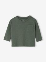 T-shirt baby Basics personaliseerbaar lange mouwen geknoopt op de schouder groen - thumbnail