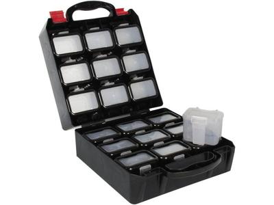 Plastic tool box met 18 plastic doosjes voor riembevestiging Velleman - Velleman