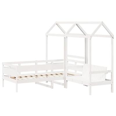 Kinderbed met huisje en bankje massief grenenhout wit 80x200 cm Kinderbed met huisje en bankje massief grenenhout wit 80x200 cm