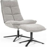 Eleonora Fauteuil 'Marcus' met voetenbank, kleur Lichtgrijs Baquer - thumbnail
