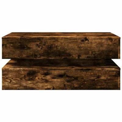 Salontafel met LED-verlichting 90x50x40 cm gerookt eikenkleurig
