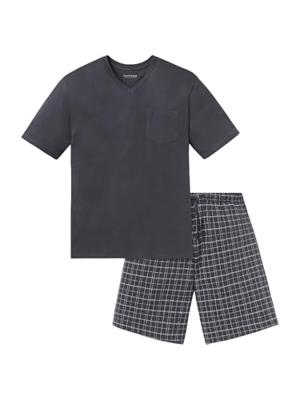 Heren shortama - Ebony Grey - Zomer pyjama maat 62