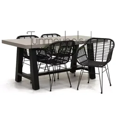 Tuinstoel Moda zwart met Cento tafel 180 cm