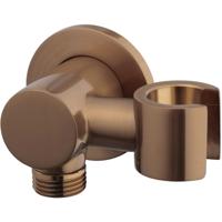 Wiesbaden Wand Aansluitbocht met Handdouchehouder Geborsteld Brons - thumbnail