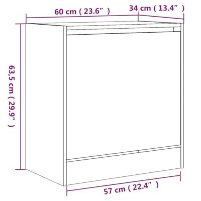 Schoenenkast 60x34x63,5 cm bewerkt hout grijs sonoma eikenkleur Schoenenkast 60x34x63,5 cm bewerkt hout grijs sonoma eikenkleur
