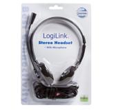 LogiLink Stereo Headset Earphones with Microphone Zwart - thumbnail