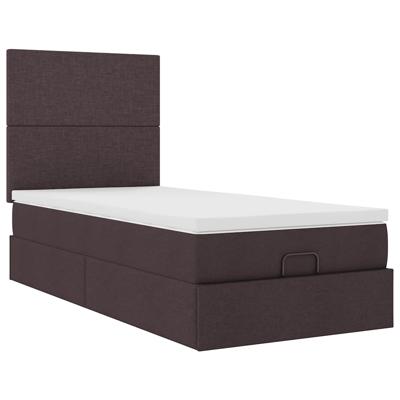 Ottoman bed met matras 90x190cm stof donkerbruin