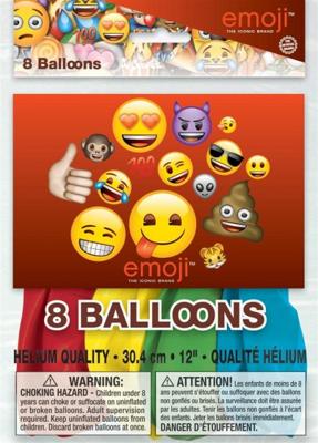 Haza Witbaard Ballonnen emoji, 8st. Haza Witbaard Ballonnen emoji, 8st.