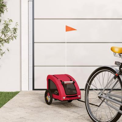 VidaXL Hondenfietstrailer oxford stof en ijzer rood VidaXL Hondenfietstrailer oxford stof en ijzer rood