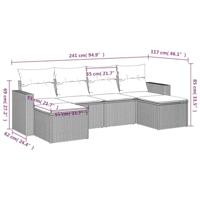 6-delige Loungeset met kussens poly rattan zwart - thumbnail