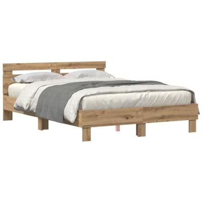 Bedframe artisanaal eikenkleurig 150 x 200 cm Bewerkt hout