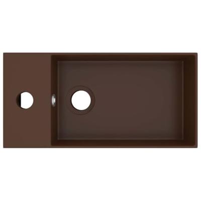 Wastafel met overloop keramiek donkerbruin Wastafel met overloop keramiek donkerbruin