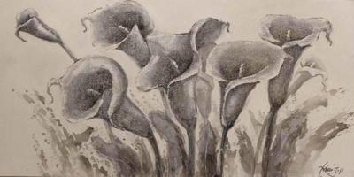 Schilderij - Handgeschilderd - Callalelie Schets 150x60cm