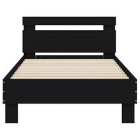 Bedframe met hoofdbord en LED-verlichting zwart 90x200 cm - thumbnail