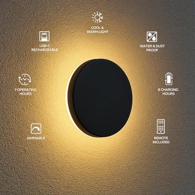 Siderno Oplaadbare Wandlamp Zwart 20cm Siderno Oplaadbare Wandlamp Zwart 20cm