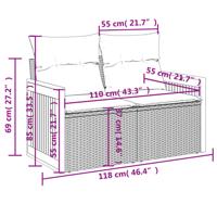 8-delige Loungeset met kussens poly rattan zwart - thumbnail