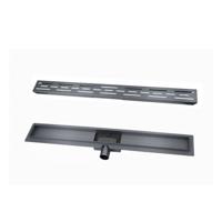 Wiesbaden douchegoot met flens en rooster 100 x 7 cm gunmetal - thumbnail