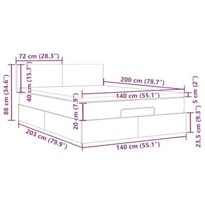 Ottoman bed met matras en LED's 140x200cm fluweel roze