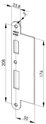 ABLOY EA329 Abloy sluitplaat voor stompe deuren | verlengde lip | 232x62x3mm | voor Abloy sloten DR 1/2/3/4. - 10013738 ABLOY EA329 Abloy sluitplaat voor stompe deuren | verlengde lip | 232x62x3mm | voor Abloy sloten DR 1/2/3/4. - 10013738