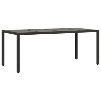9-delige Tuinset met kussens poly rattan en glas zwart - thumbnail