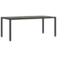 9-delige Tuinset met kussens poly rattan en glas zwart - thumbnail