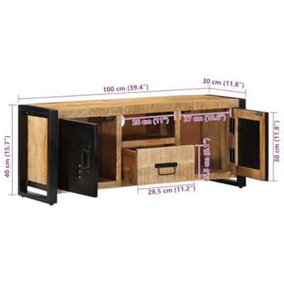 Tv-meubel 100x30x40 cm massief ruw mangohout