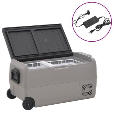 VidaXL Koelbox met wielen en adapter 36 l pp en pe zwart en grijs VidaXL Koelbox met wielen en adapter 36 l pp en pe zwart en grijs