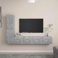 4-delige Tv-meubelset spaanplaat betongrijs - thumbnail