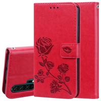 Rose reliëf horizontale Flip PU lederen draagtas met houder & kaartsleuven & portemonnee voor Huawei Honor 20 Pro (rood) - thumbnail