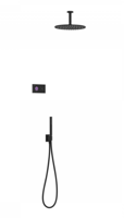 Regendoucheset Tres Shower Technology Inbouw Elektrische Thermostaat met Ronde Plafonduitloop Douchekop 30 cm Mat Zwart - thumbnail