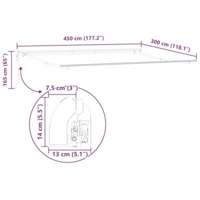 Luifel automatisch uittrekbaar 450x300 cm antracietkleur en wit