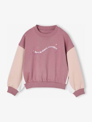 Colorblock sportieve sweater voor meisjes oudroze