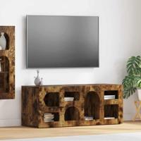 TV-kast Gerookt eiken 100 x 35 x 40 cm Bewerkt hout - thumbnail