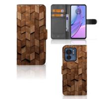 Book Style Case voor Motorola Edge 40 Wooden Cubes - thumbnail