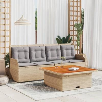 3-delige Loungeset met kussens poly rattan beige 3-delige Loungeset met kussens poly rattan beige