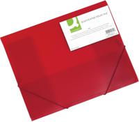 Q-CONNECT elastomap, A4, 3 kleppen en elastieken, transparant PP, rood - thumbnail