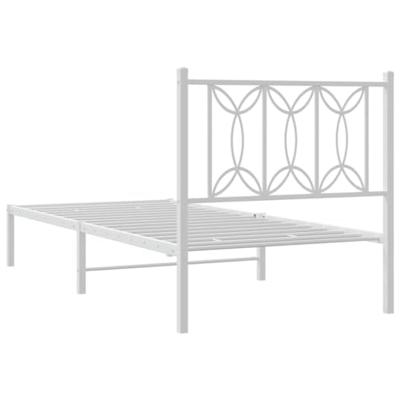 Bedframe met hoofdbord metaal wit 90x190 cm Bedframe met hoofdbord metaal wit 90x190 cm