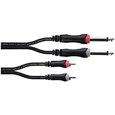 Cordial 14841 Jackplug / Cinch Audio Aansluitkabel [2x Jackplug male 6,3 mm (mono) - 2x Cinch-stekker] 3 m Zwart PVC-mantel, Tweelingkabel