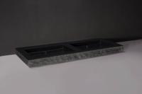 Forzalaqua Palermo Doppio Wastafel 140.5x51.5x9cm 2 wasbakken Graniet Gezoet Gekapt Antraciet 2 krgaten - thumbnail