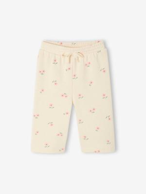 Babybroek met grote bloemmotieven vanille