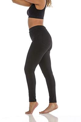 Magic Loungewear legging - Jegging - Strakke dames legging zwart - Jeansstof - Katoenen kruisje