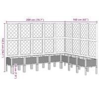 Plantenbak met latwerk 200x160x142 cm polypropeen bruin - thumbnail