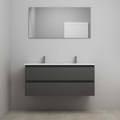 On-Line Badkamermeubelset - 120 cm - Voorgemonteerd - Acryl Wastafel - 2 Kraangaten - Spiegel - Mat Antraciet