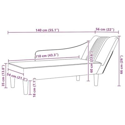 Chaise longue met rechterarmleuning stof lichtgrijs