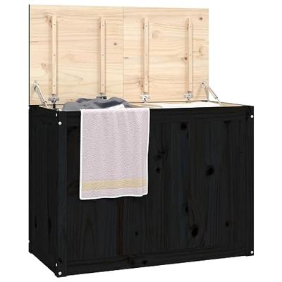 VidaXL Wasmand 88,5x44x66 cm massief grenenhout zwart