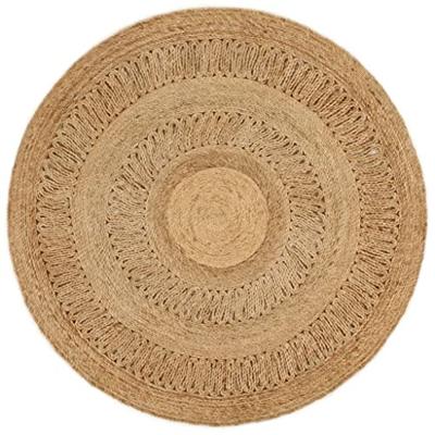 VidaXL Tapijt rond 120 cm gevlochten jute