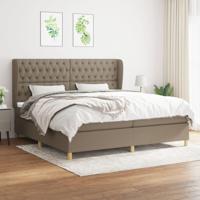 Boxspring met matras stof taupe 200x200 cm - thumbnail