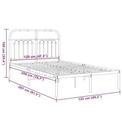 Bedframe met hoofdbord metaal zwart 120x200 cm