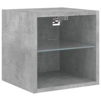 7-delige Tv-wandmeubelset met LED bewerkt hout betongrijs - thumbnail
