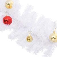 Kerstslinger versierd met kerstballen 10 m wit - thumbnail